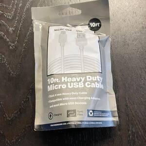 New 10 Ft 10 Foot Heavy Duty Micro USB USB-A Cable